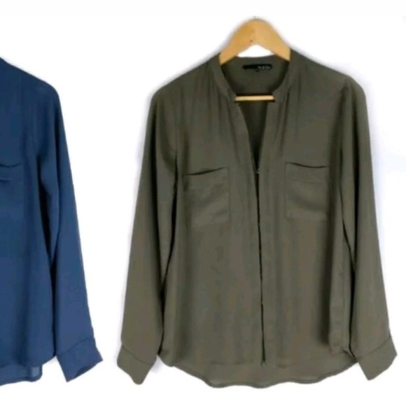 RO & DE | olive button-front top with pockets - Picture 8 of 8